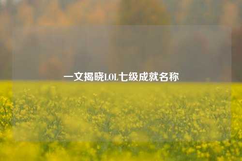 一文揭晓LOL七级成就名称