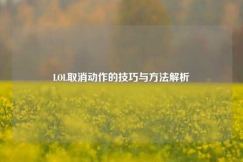 LOL取消动作的技巧与 解析