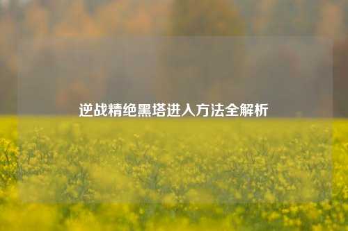 逆战精绝黑塔进入     全解析