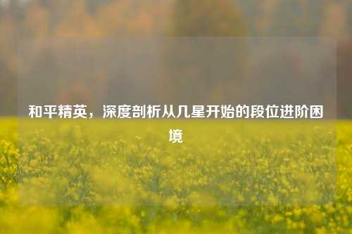 和平精英,深度剖析从几星开始的段位进阶困境