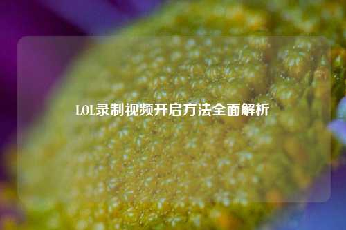 LOL录制视频开启 全面解析
