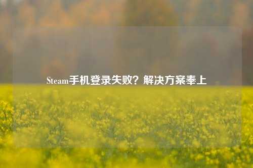 Steam手机登录失败？解决方案奉上