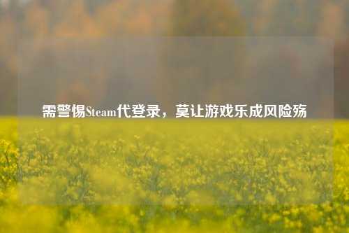 需警惕Steam代登录，莫让游戏乐成风险殇