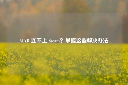 ALVR 连不上 Steam?掌握这些解决办法