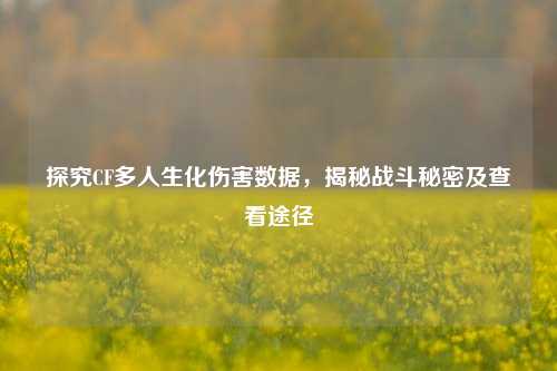 探究CF多人生化伤害数据,揭秘战斗秘密及查看途径