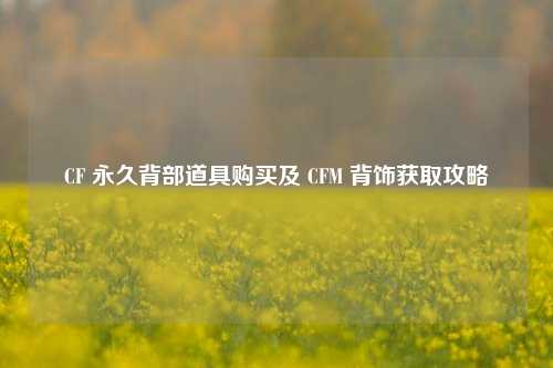CF 永久背部道具购买及 CFM 背饰获取攻略