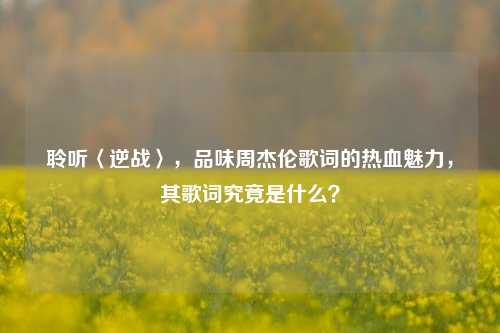 聆听〈逆战〉,品味周杰伦歌词的热血魅力,其歌词究竟是什么?