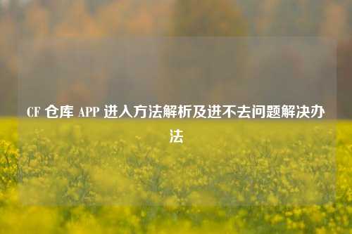 CF 仓库 APP 进入 解析及进不去问题解决办法