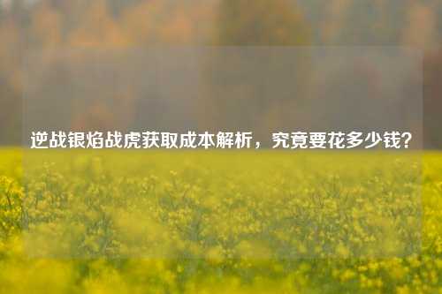 逆战银焰战虎获取成本解析,究竟要花多少钱?