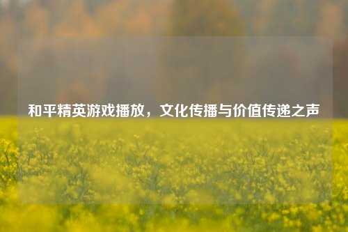 和平精英游戏播放,文化传播与价值传递之声