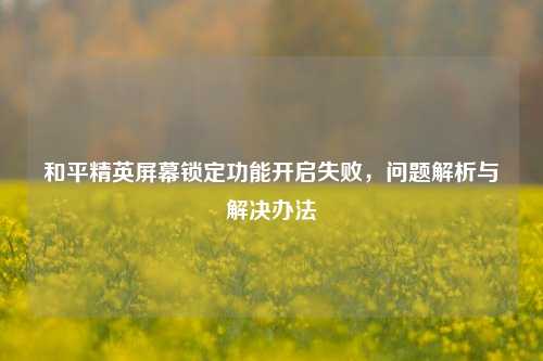 和平精英屏幕锁定功能开启失败,问题解析与解决办法