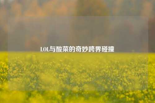 LOL与酸菜的奇妙跨界碰撞