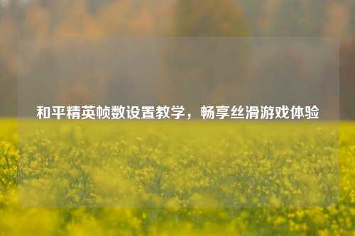 和平精英帧数设置教学,畅享丝滑游戏体验