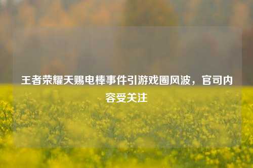王者荣耀天赐电棒事件引游戏圈风波,官司内容受关注