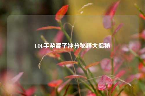 LOL手游混子冲分秘籍大揭秘