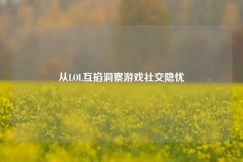 从LOL互掐洞察游戏社交隐忧