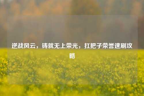 逆战风云，铸就无上荣光，扛把子荣誉速刷攻略