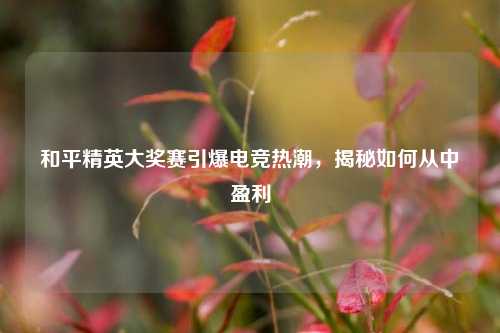 和平精英大奖赛引爆电竞热潮，揭秘如何从中盈利