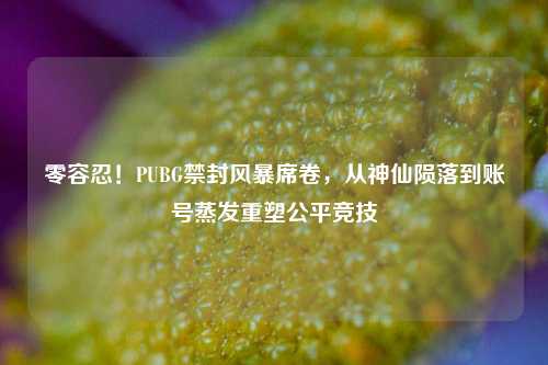 零容忍！PUBG禁封风暴席卷，从神仙陨落到账号蒸发重塑公平竞技