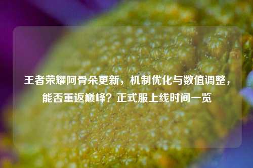 王者荣耀阿骨朵更新，机制优化与数值调整，能否重返巅峰？正式服上线时间一览