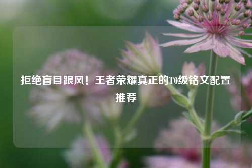 拒绝盲目跟风！王者荣耀真正的T0级铭文配置推荐