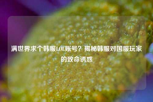 满世界求个韩服LOL账号？揭秘韩服对国服玩家的致命诱惑
