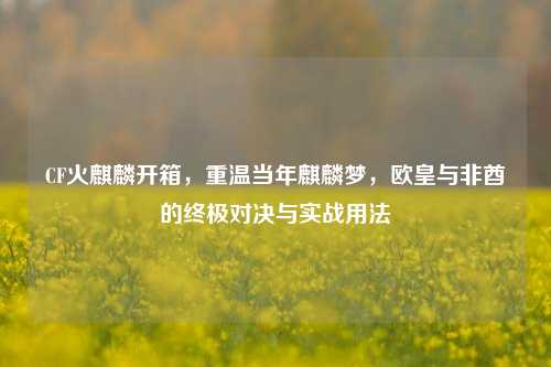 CF火麒麟开箱，重温当年麒麟梦，欧皇与非酋的终极对决与实战用法
