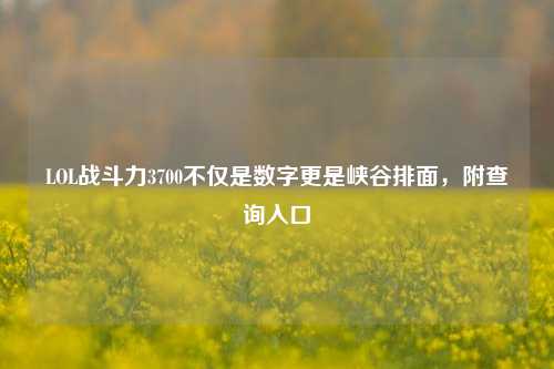 LOL战斗力3700不仅是数字更是峡谷排面，附查询入口