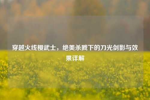 穿越火线樱武士，绝美杀戮下的刀光剑影与效果详解