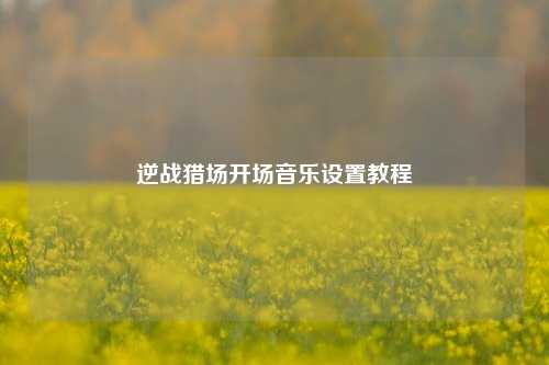 逆战猎场开场音乐设置教程