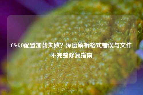 CS:GO配置加载失败?深度解析格式错误与文件不完整修复指南